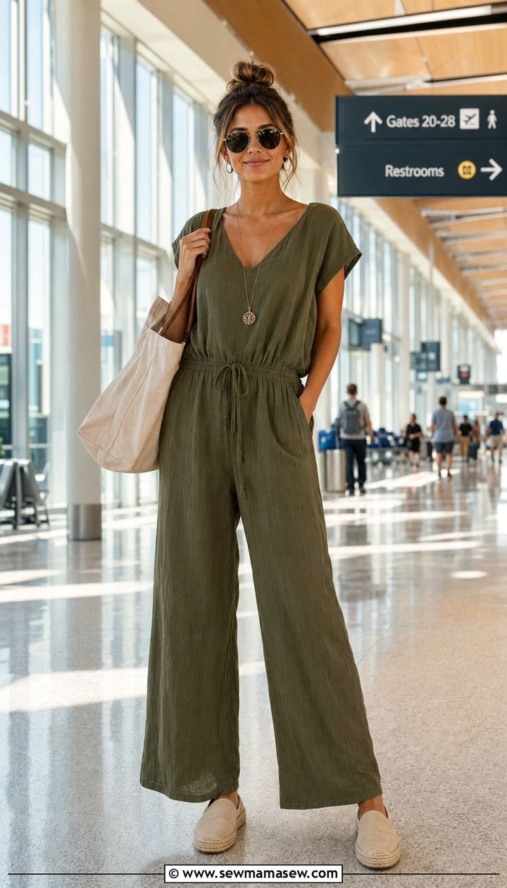 One Piece Jumpsuit Slip On Shoes Airport Outfit - 30 Airport outfit ideas aesthetic