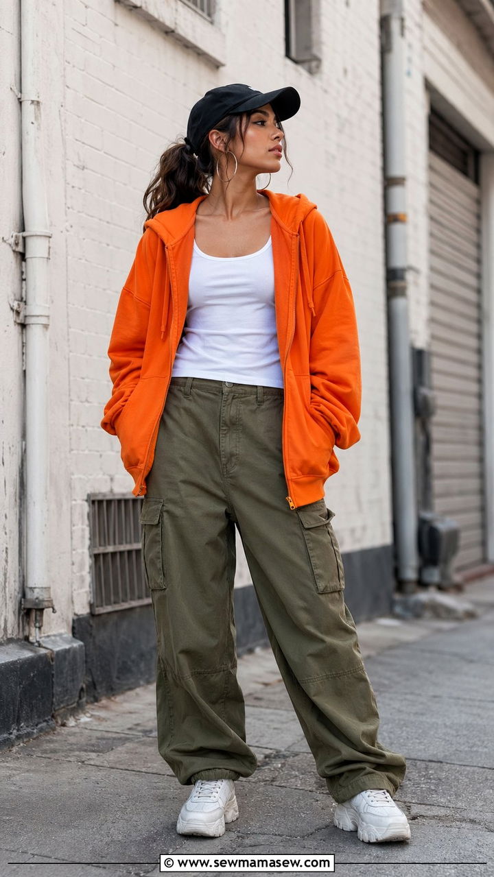 Orange Hoodie With Cargo Pants - 35 Orange outfit ideas