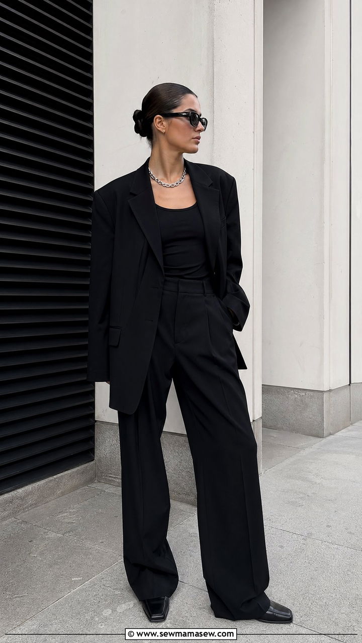 Oversized Blazer Monochrome Black Look - 35 casual oversized blazer outfits