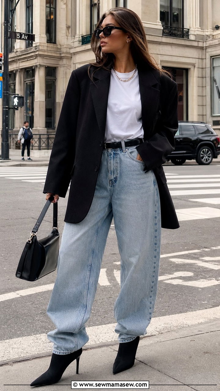 Oversized Blazer With Baggy Jeans - 35 oversized blazer outfit ideas for women