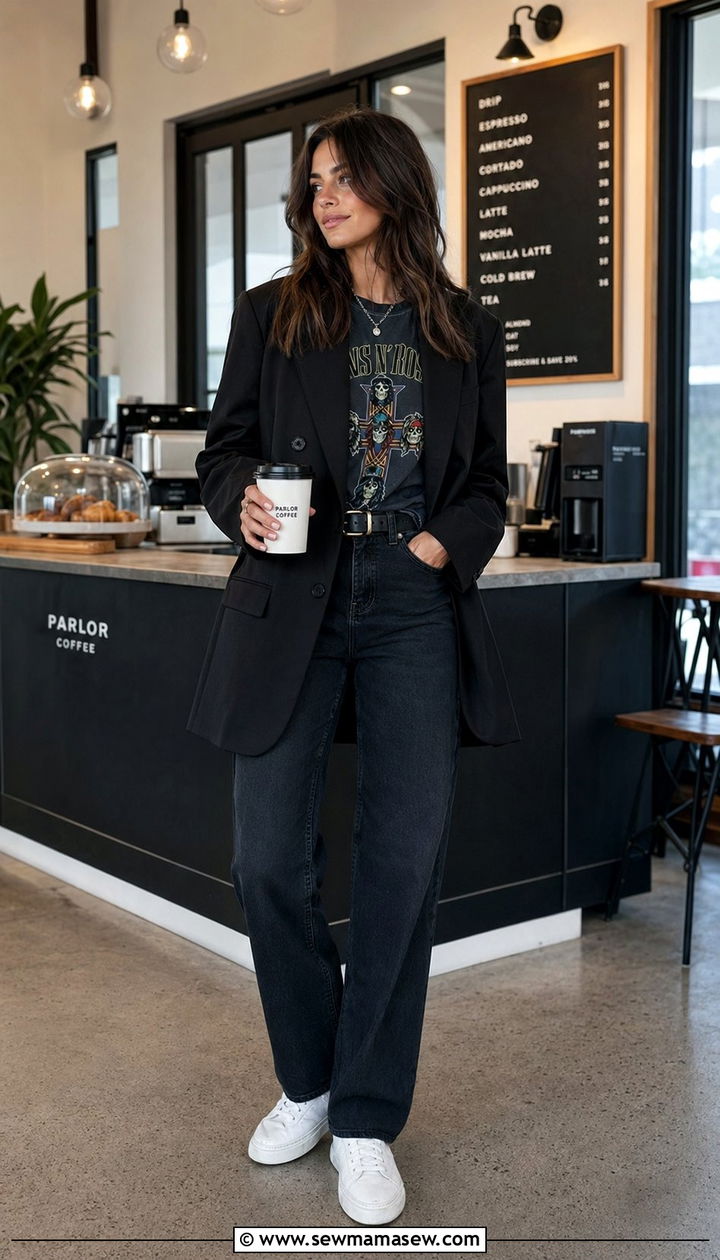 Oversized Blazer With Graphic Tee And Jeans - 35 oversized blazer outfit ideas for women