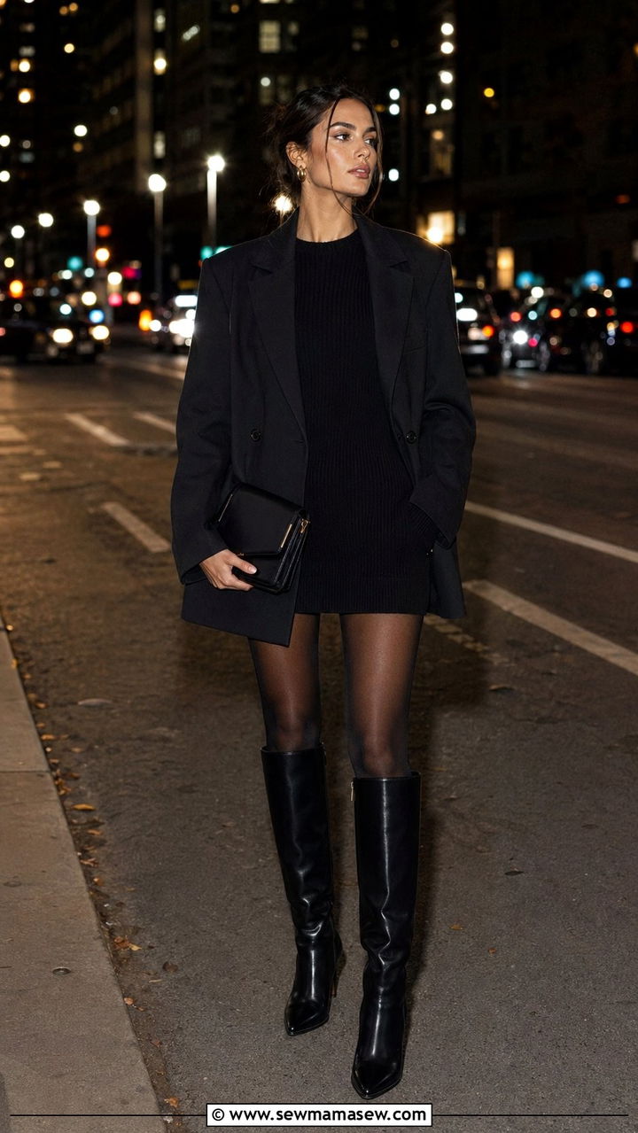 Oversized Blazer With Knee High Boots - 35 oversized blazer outfit ideas for women