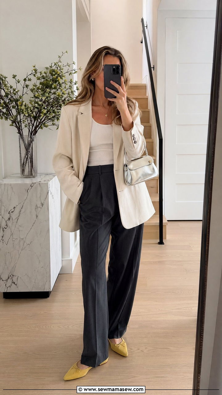 Oversized Blazer With Pleated Trousers - 35 Cold spring outfits
