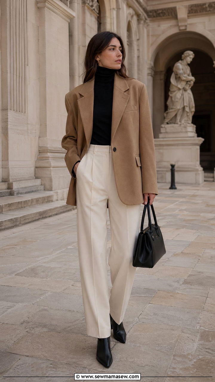 Oversized Blazer With Turtleneck And Trousers - 35 casual oversized blazer outfits