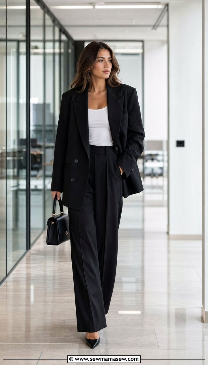 Oversized Blazer With Wide Leg Trousers - 35 oversized blazer outfit ideas for women