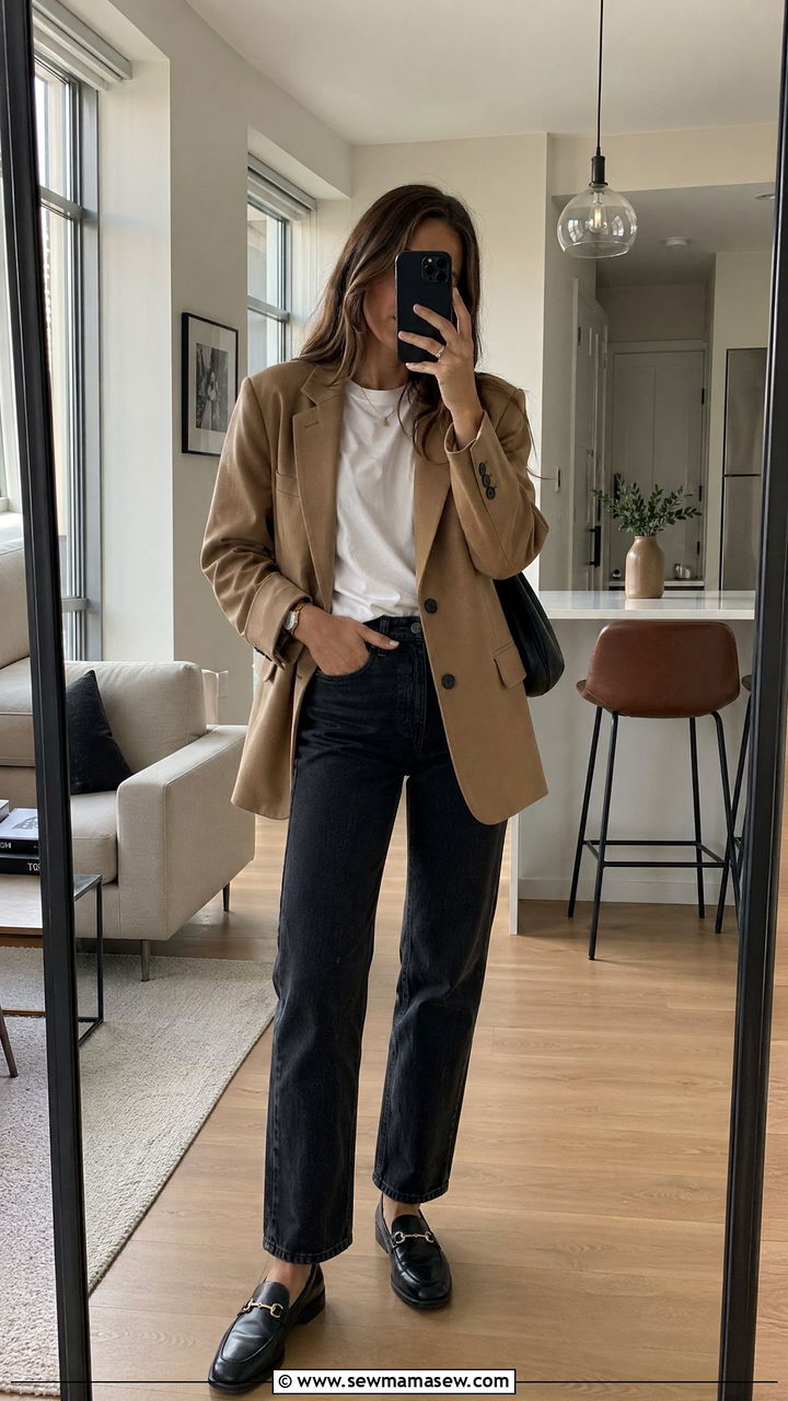 Oversized Blazer with Straight Jeans Outfit - 35 transitional chic outfit ideas