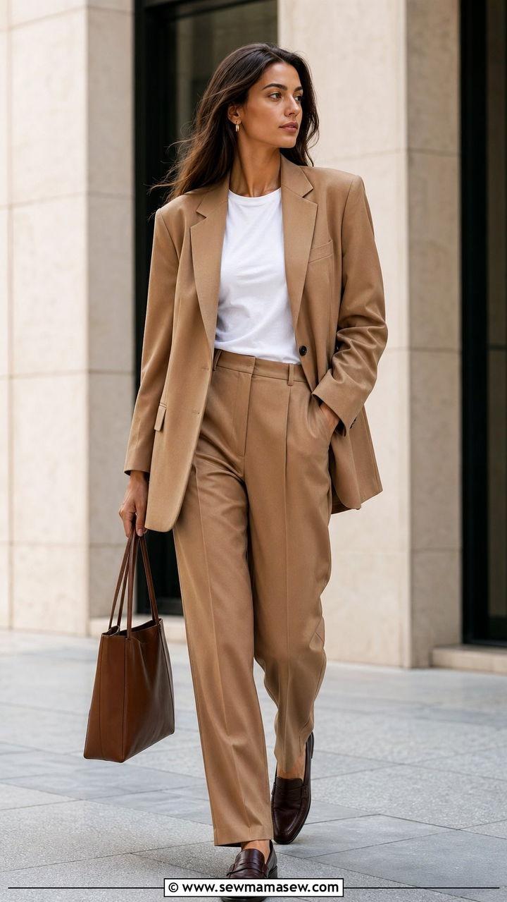 Oversized Blazer with Tailored Straight Leg Trousers - 35 Outfit ideas for tall women