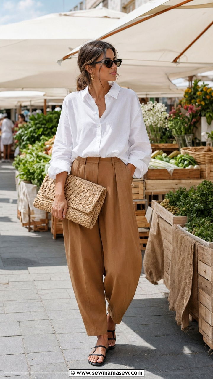 Oversized Button Down Shirt and Barrel Pants Outfit - 35 scandinavian outfits for women