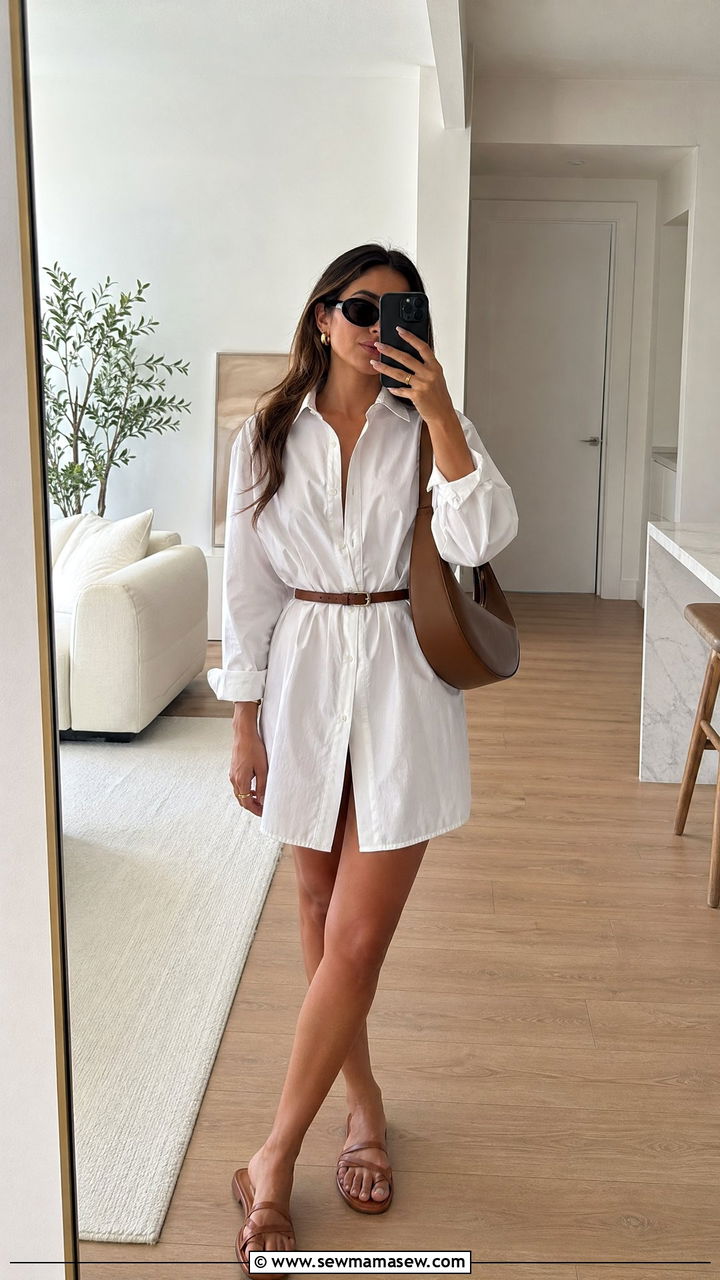 Oversized Button Down Shirt as a Dress - 35 summer street style outfit ideas
