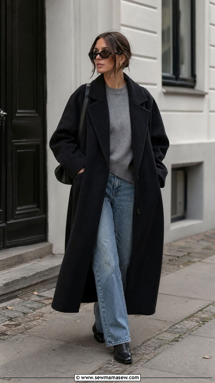 Oversized Coat And Jeans Copenhagen Outfit - 35 Copenhagen outfits ideas