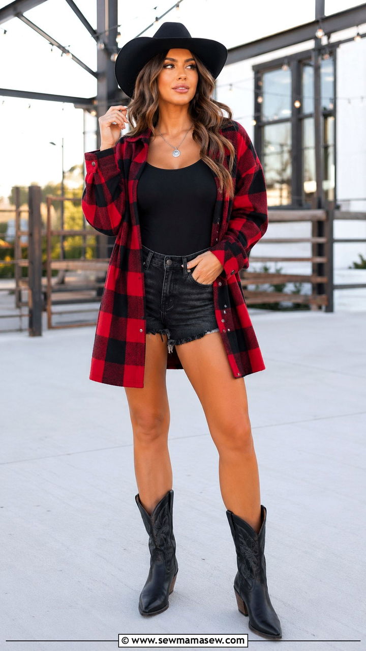 Oversized Flannel As A Jacket Dress - 30 Rodeo outfit ideas for women 2026