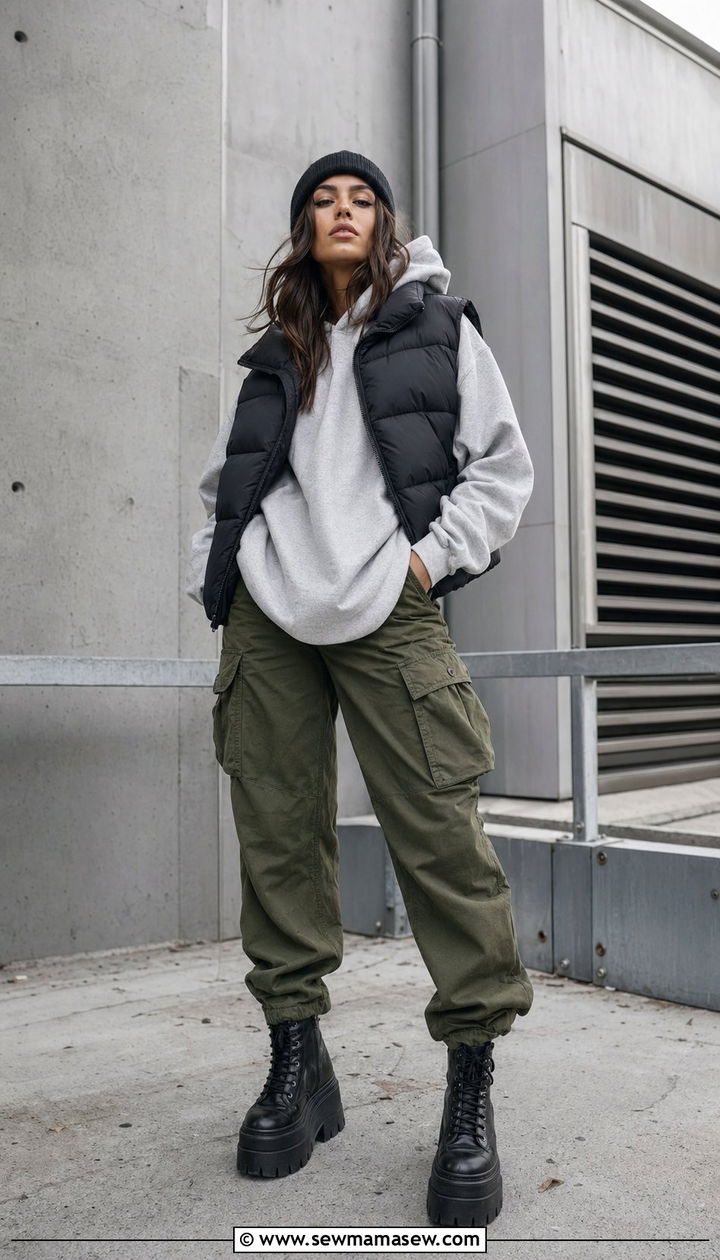 Oversized Hoodie With Cargo Pants - 30 windy day outfits Pinterest