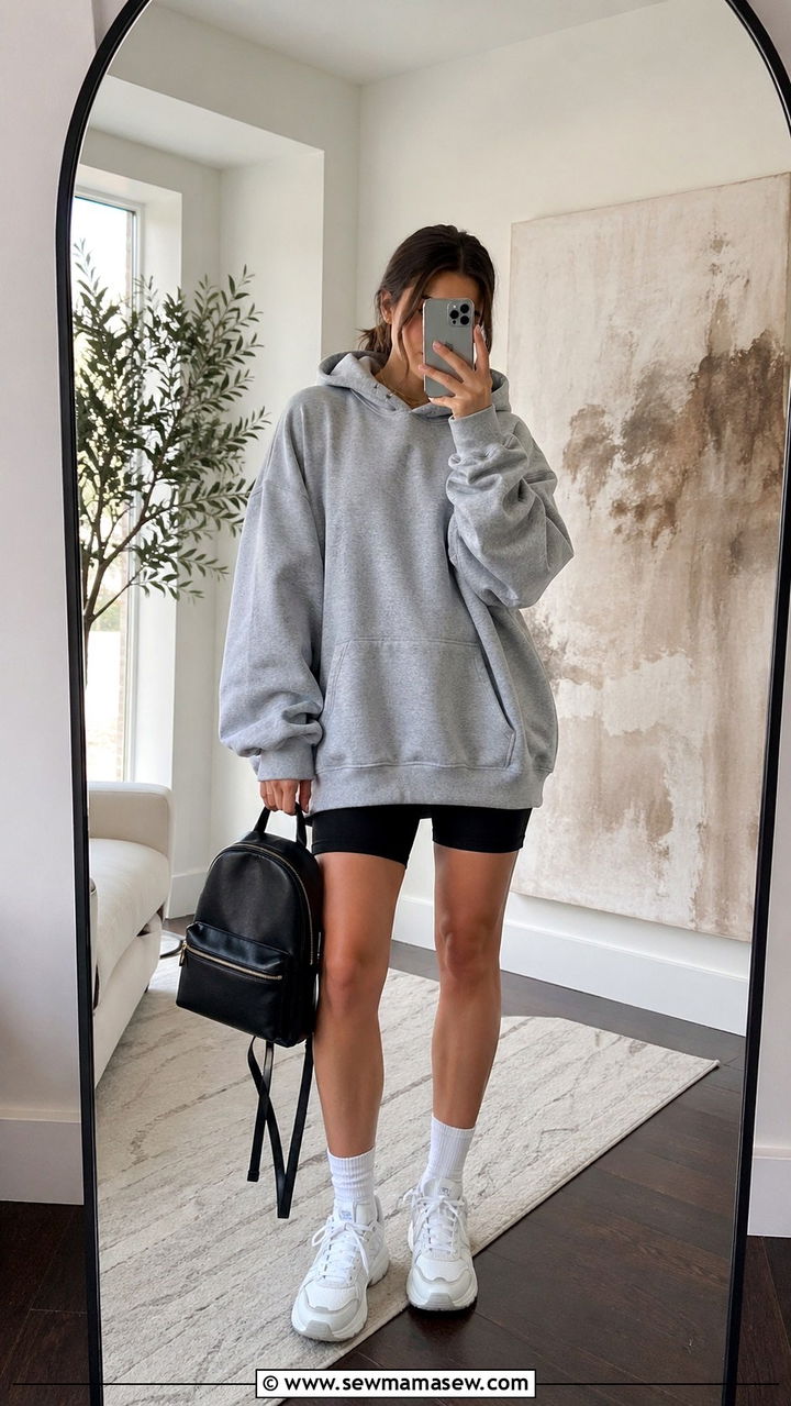 Oversized Hoodie and Biker Shorts - 30 Skater outfit ideas