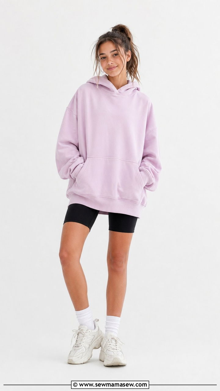 Oversized Hoodie and Biker Shorts School Outfit - 35 School outfit ideas for teens