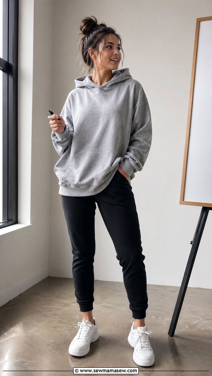 Oversized Hoodie and Joggers - 35 Yoga instructor outfit ideas