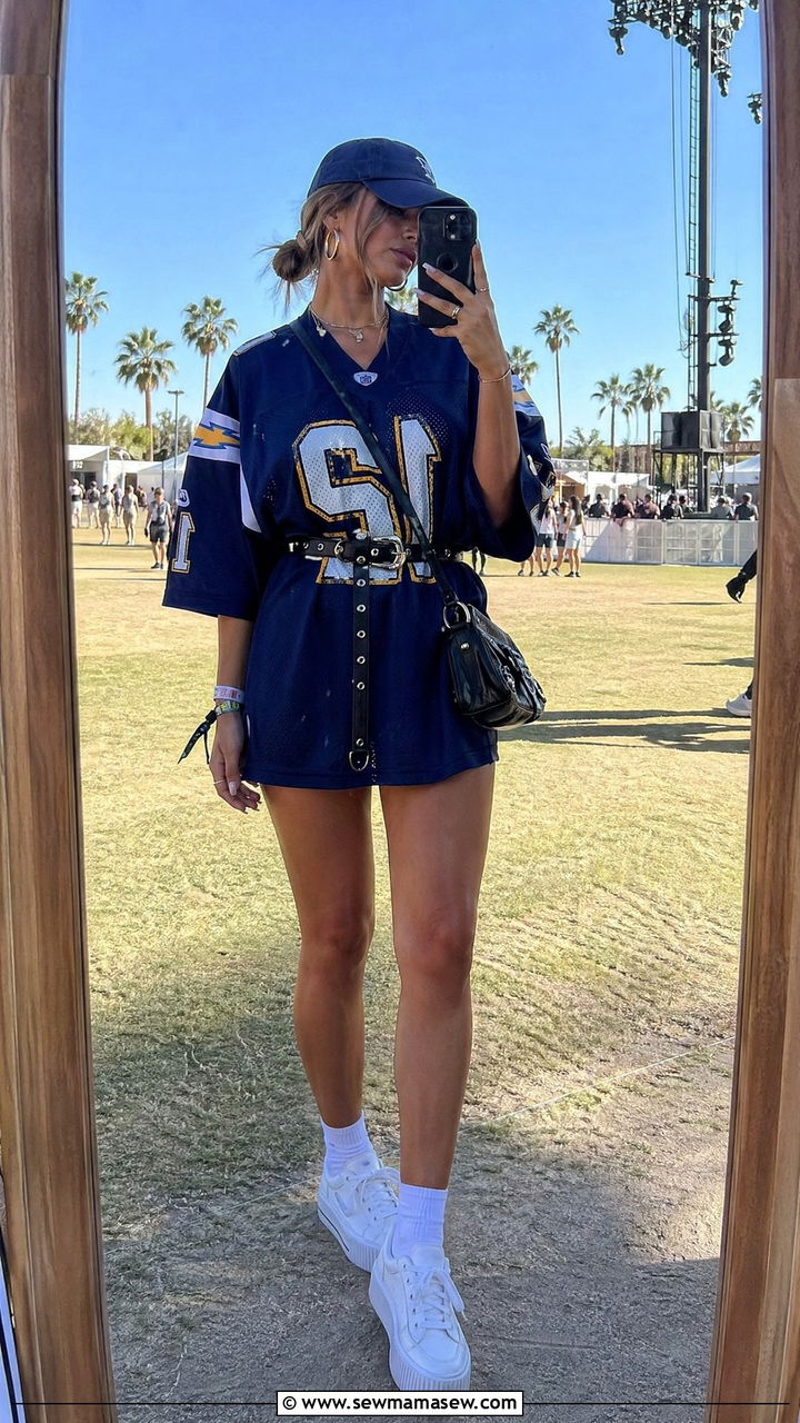 Oversized Jersey Dress with Sneakers - 35 Coachella outfits for women