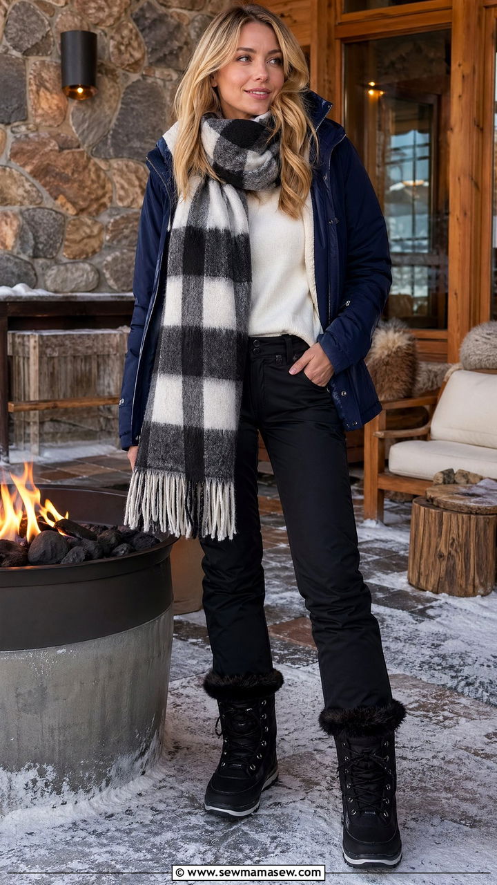Oversized Scarf And Ski Jacket - 35 Ski resort outfit ideas