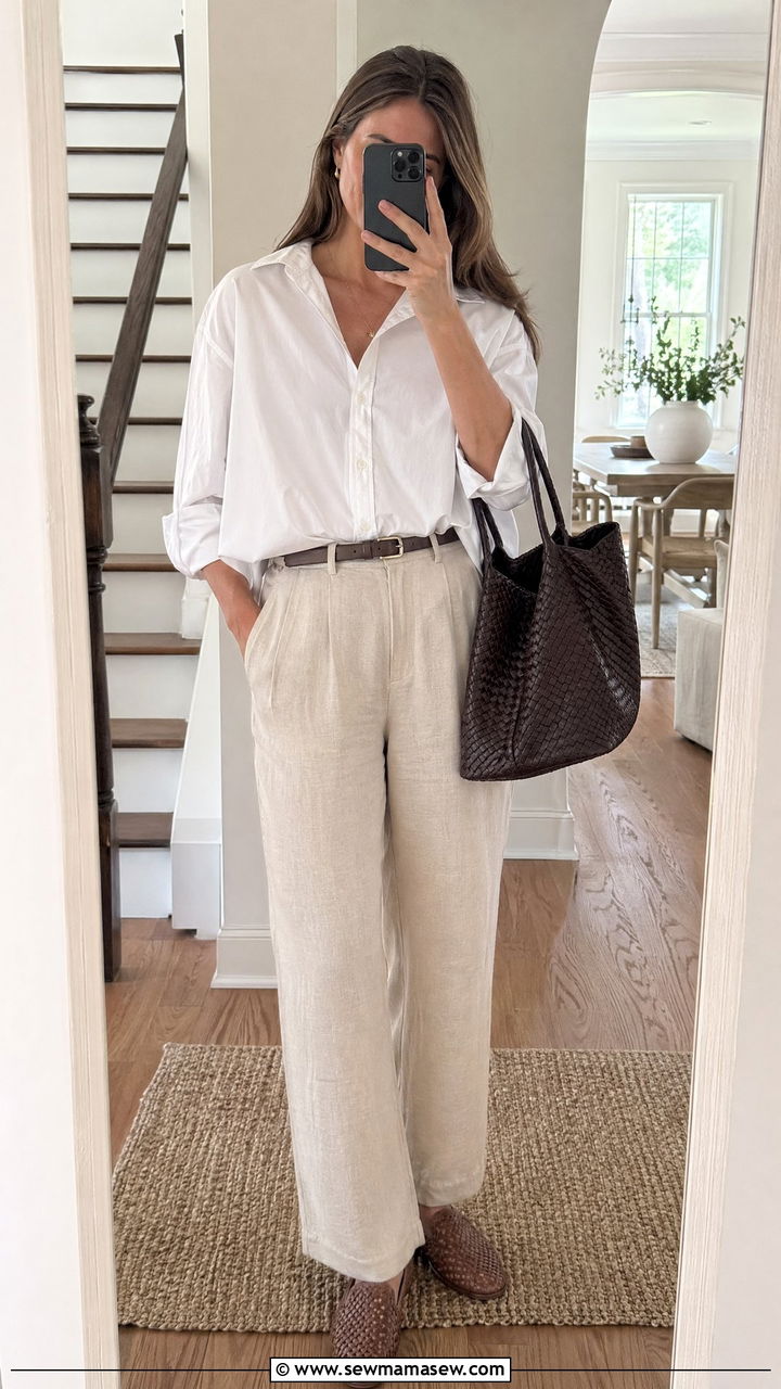 Oversized Shirt With Linen Trousers - 35 summer business casual outfits