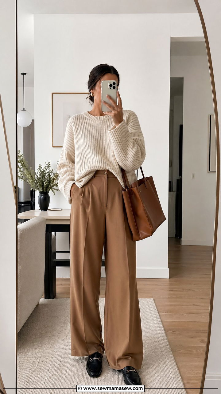 Oversized Sweater And Wide Leg Trousers - 35 casual wide leg pants outfits