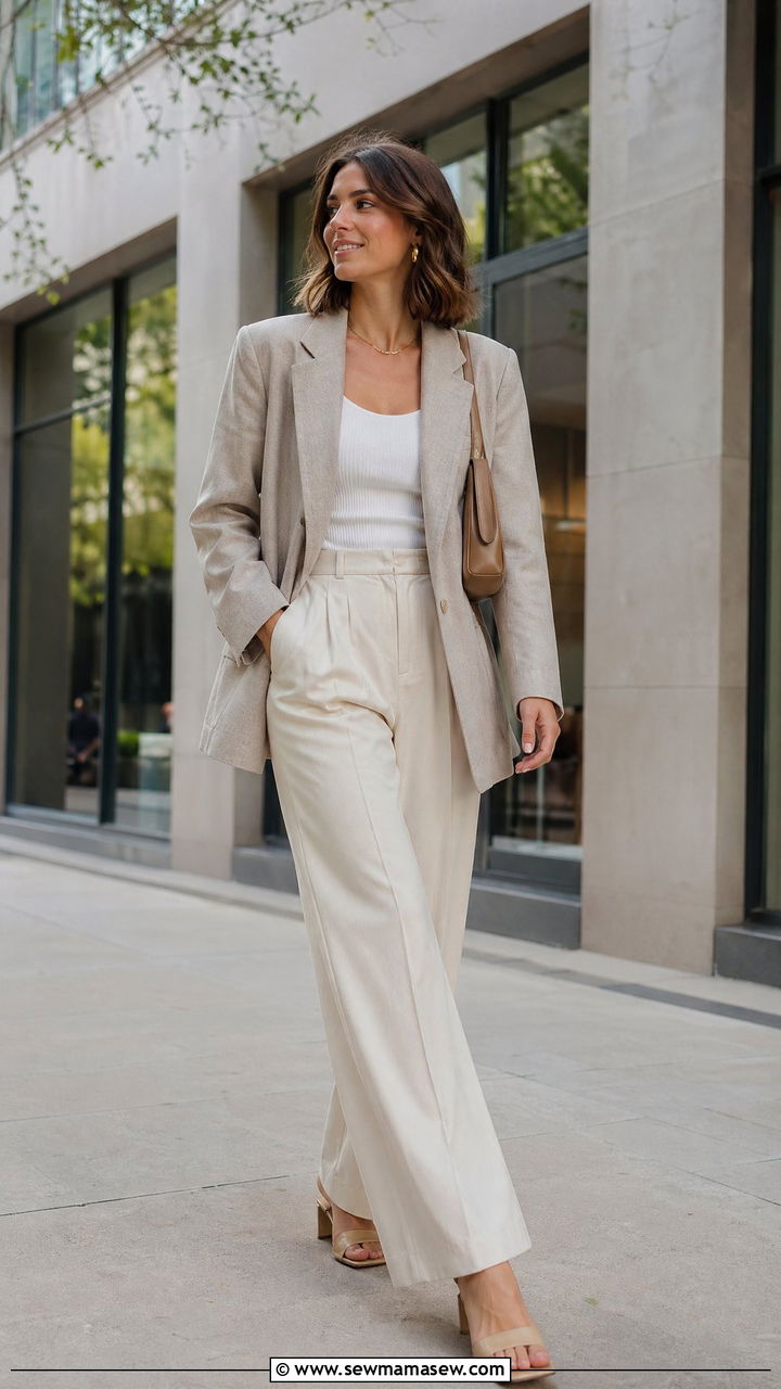 Oversized blazer and wide leg trousers work outfit for women - 35 work outfits for women