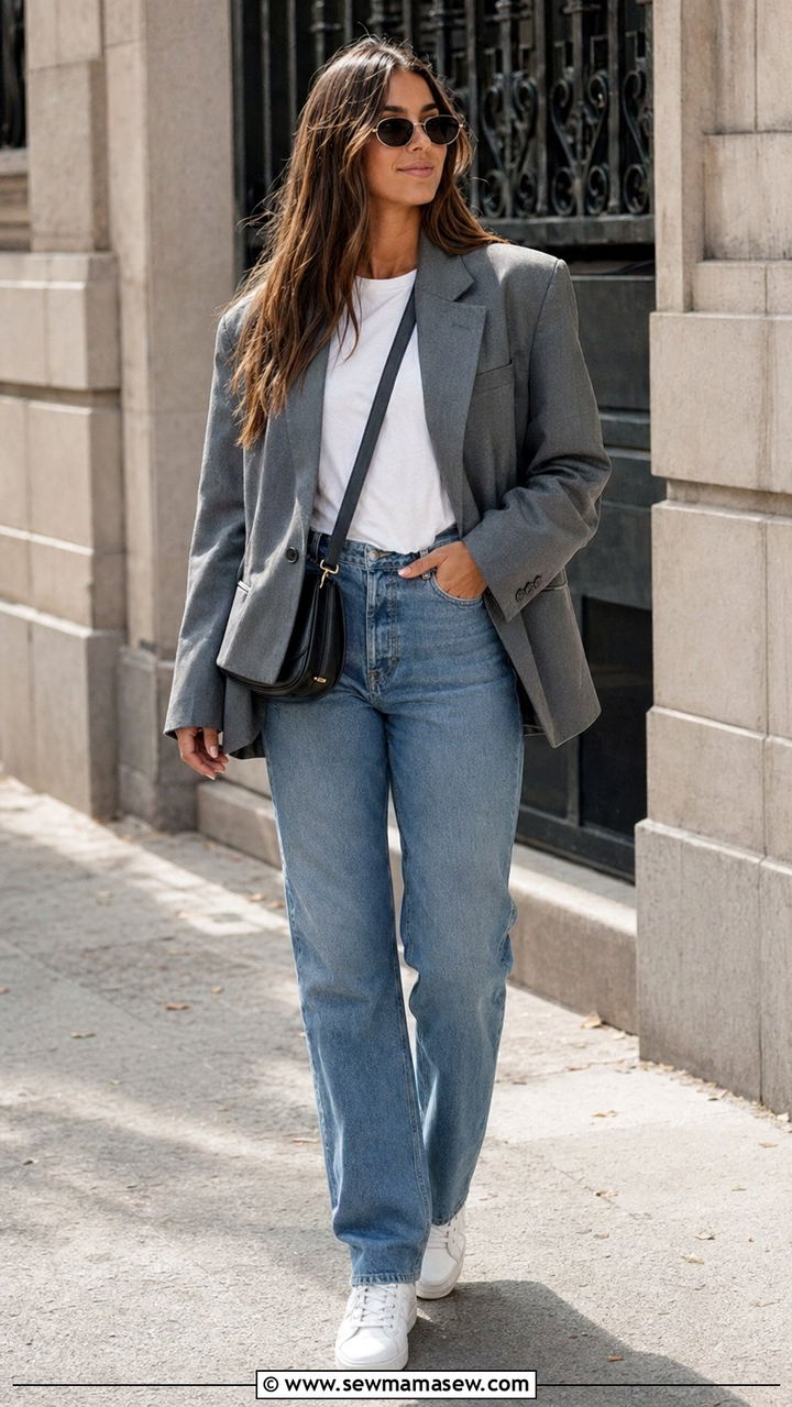 Oversized boyfriend blazer with straight leg jeans - 30 Best blazers for tall women