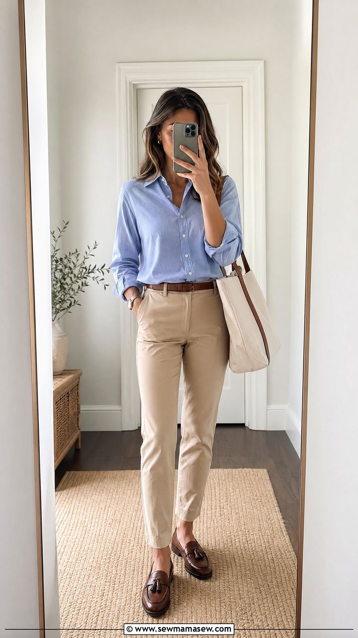 Oxford Shirt and Khaki Chinos Spring Preppy Outfit - 35 spring preppy outfit ideas