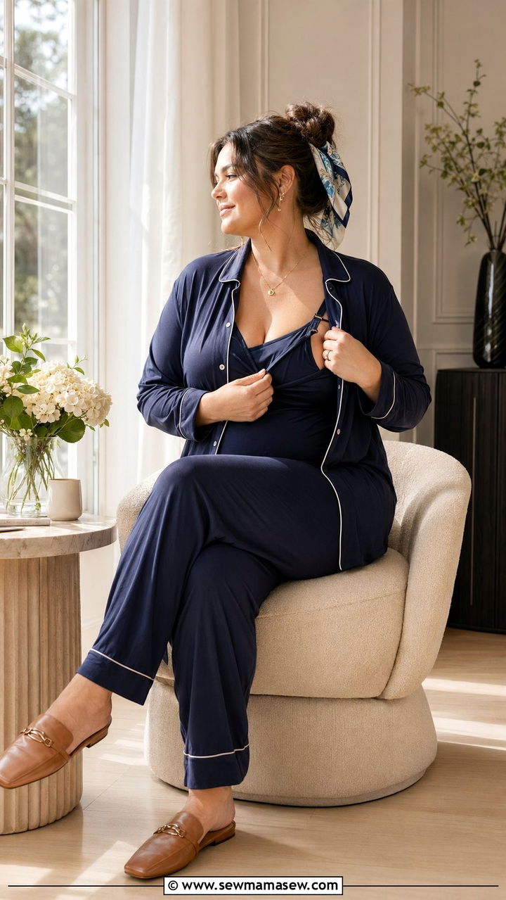 Pajama Set Styled For Outside - 35 Postpartum outfit ideas plus size