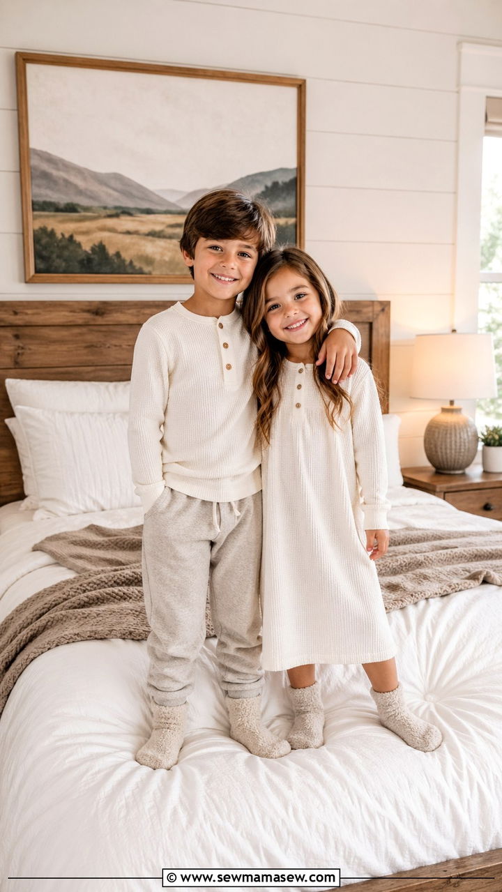 Pajama and Loungewear Sibling Photoshoot Outfits - 30 Sibling photoshoot outfit ideas