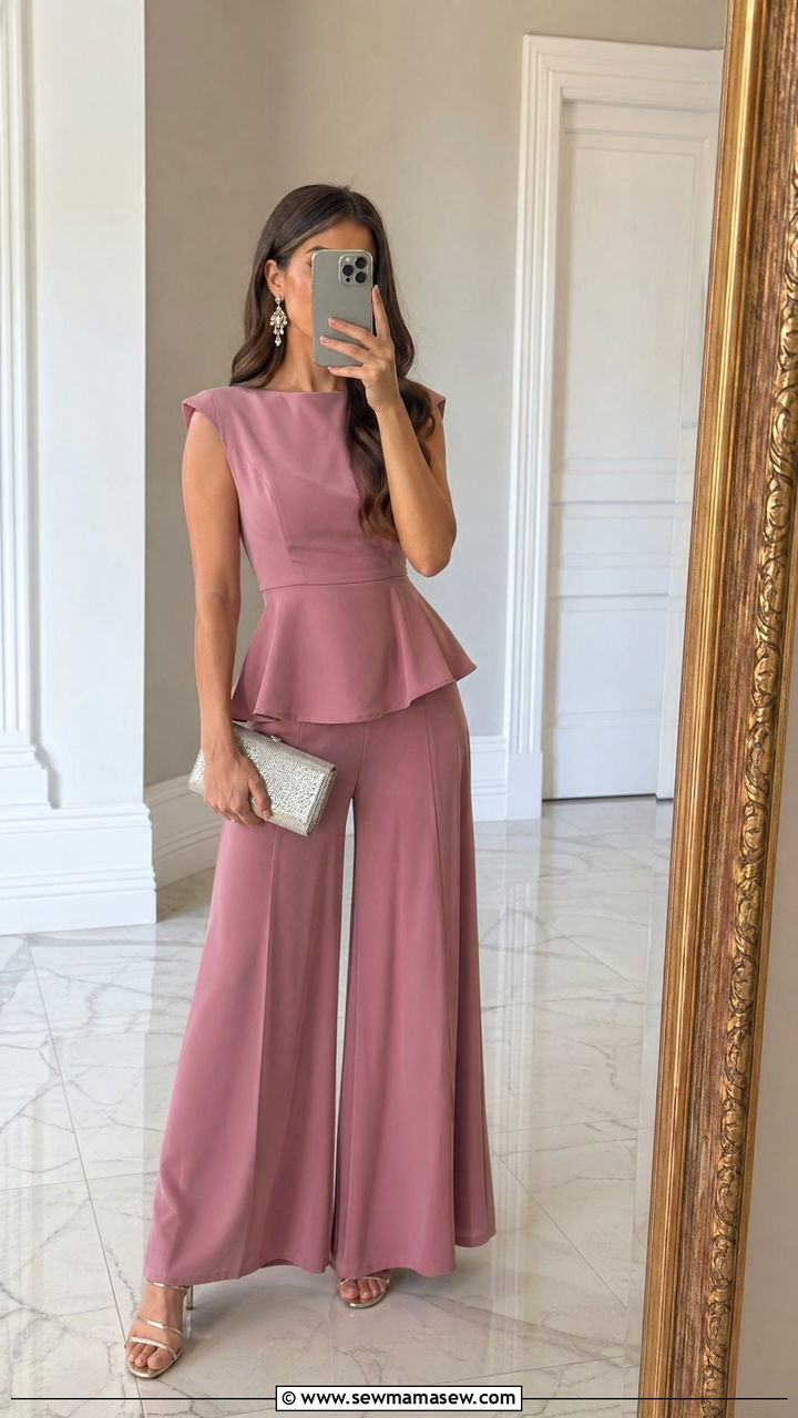 Palazzo Pants With Peplum Top For Graduation - 35 spring graduation outfit ideas