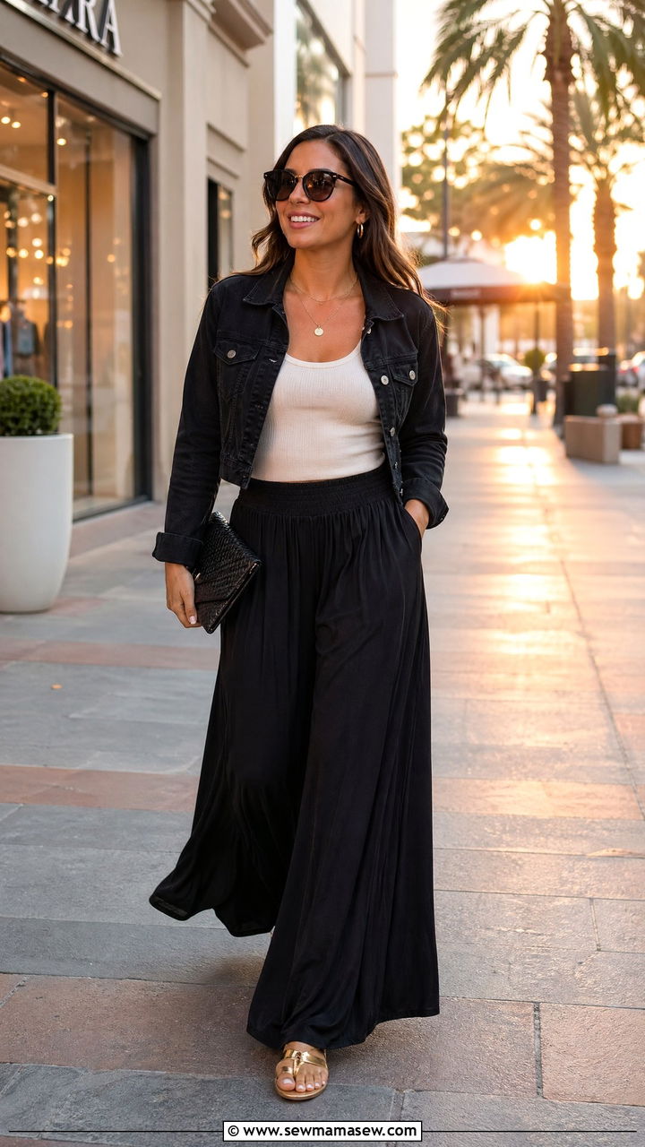 Palazzo pants and tank top outfit - 35 shopping outfit ideas for women
