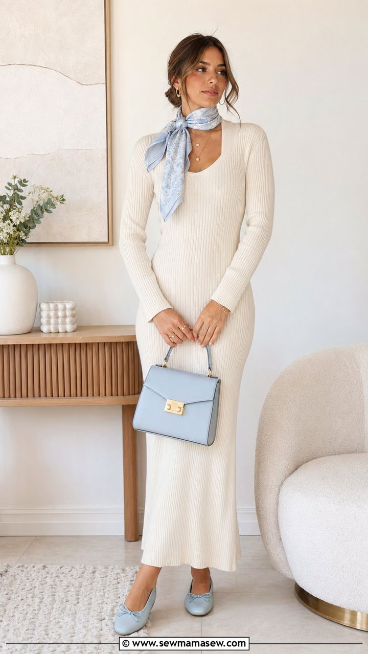 Pale Blue Accessories With A Neutral Outfit - 35 pale blue outfit ideas