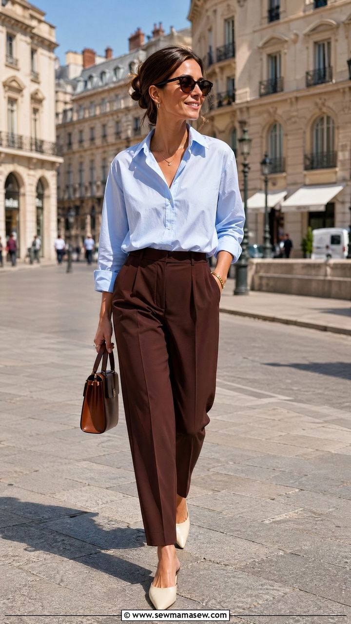 Pale Blue And Chocolate Brown Monochrome - 35 Classy spring outfit ideas 2026