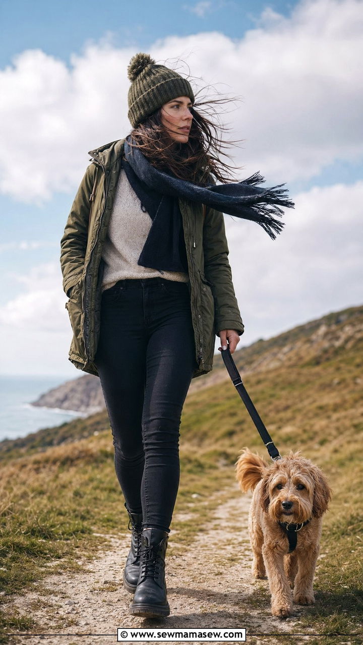 Parka With Skinny Jeans And Combat Boots - 30 Windy day outfit ideas