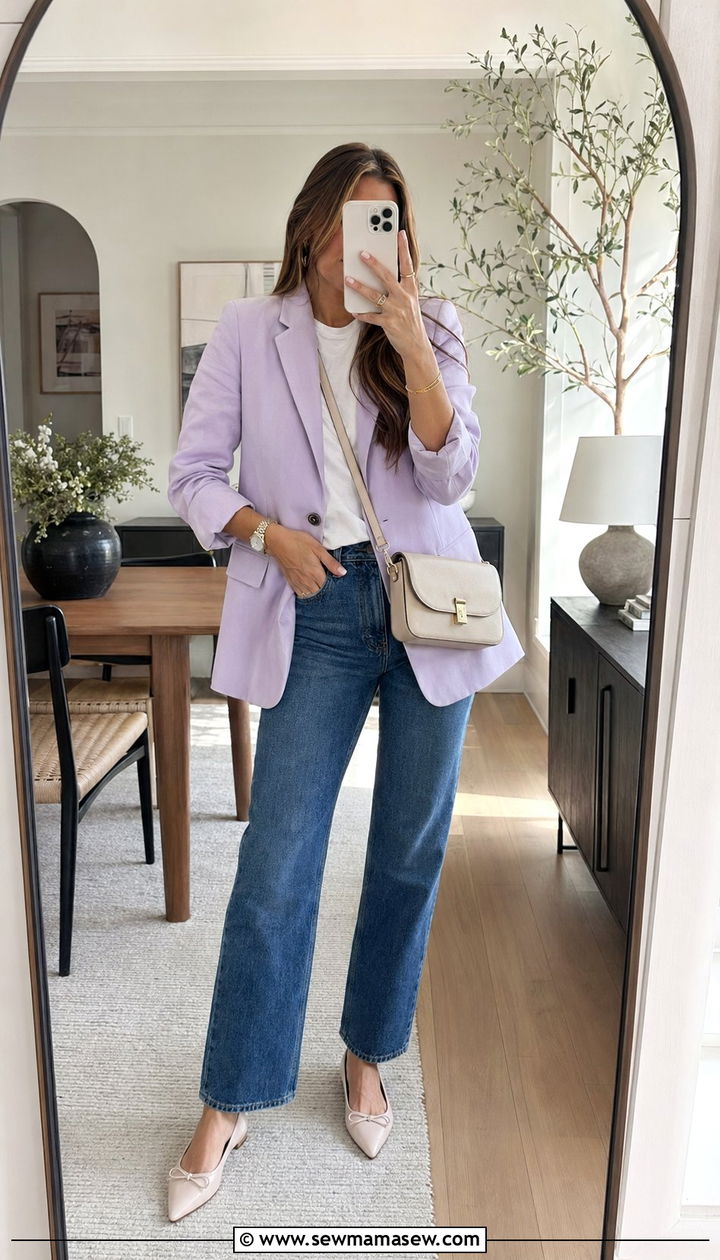 Pastel Blazer With Straight Leg Jeans - 30 What to wear to spring brunch
