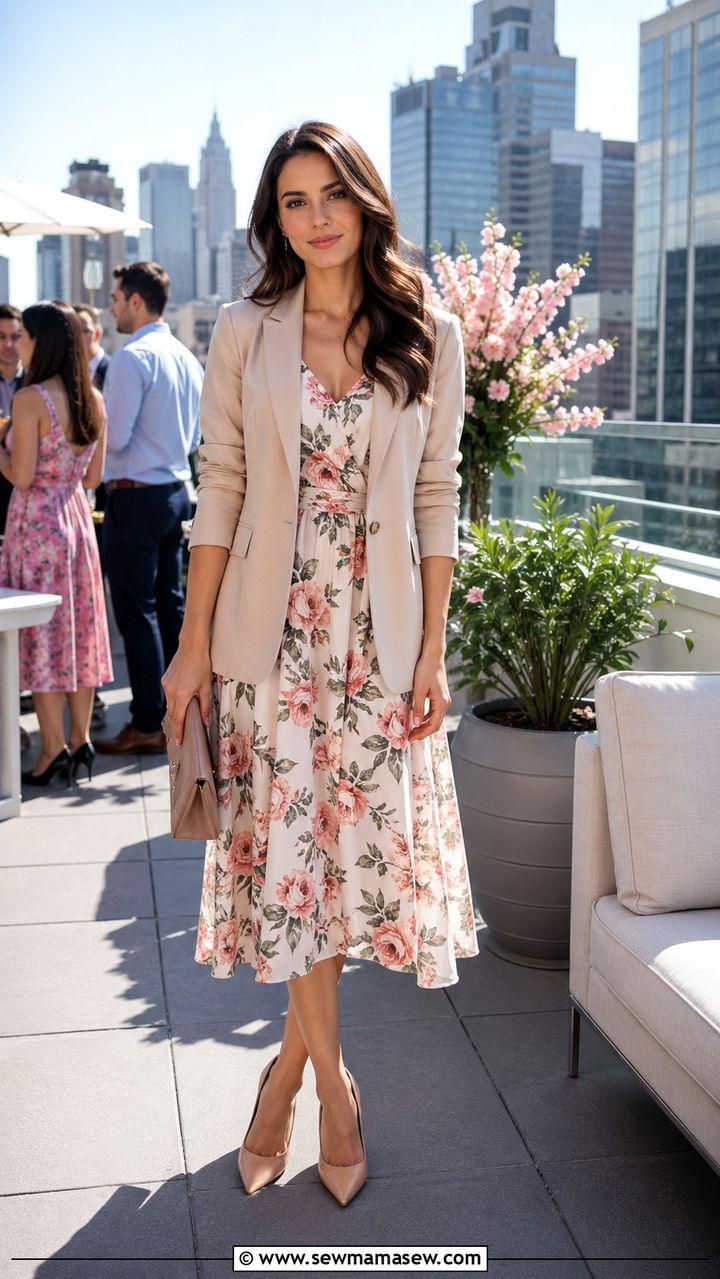 Pastel Blazer With White Wide Leg Trousers - 30 spring office party outfit ideas