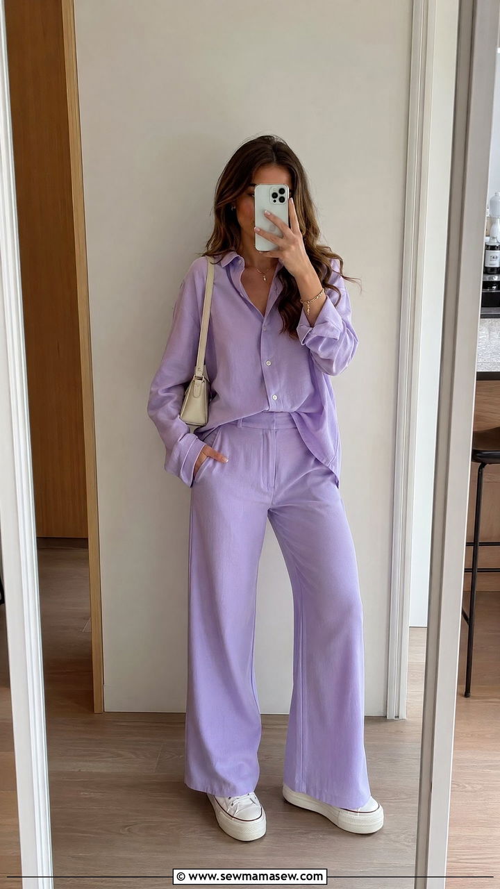 Pastel Co Ord Set With Platform Sneakers - 35 spring outfits for young adults