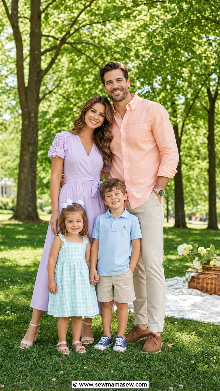 Pastel Color Family Outfits For Park Photos - 30 What to wear for summer family photos