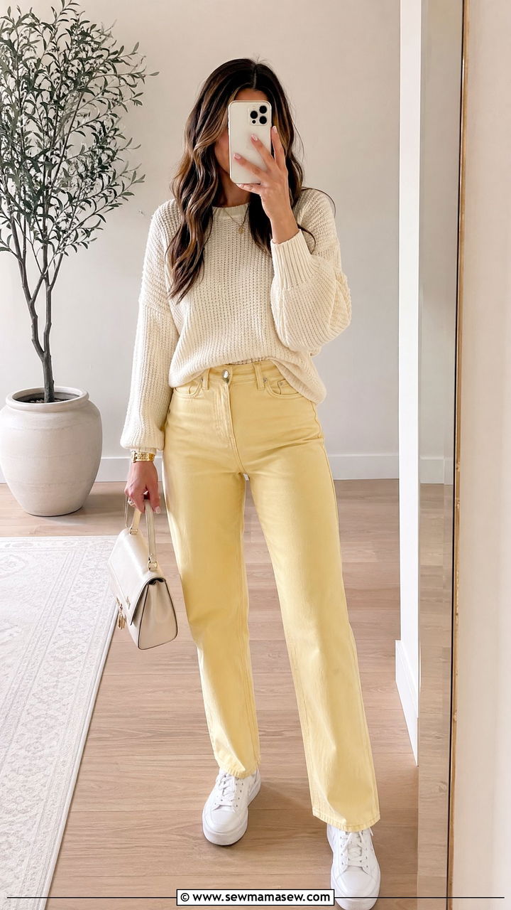 Pastel Colored Denim Spring Look - 35 spring chic outfit ideas