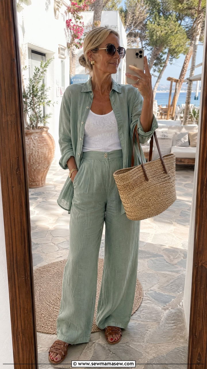 Pastel Linen Co Ord Set Summer Look - 35 Summer capsule wardrobe for women over 40