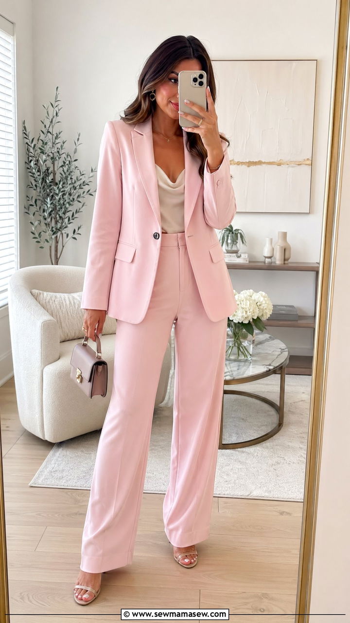 Pastel Pantsuit With Strappy Sandals - 35 summer graduation outfit ideas