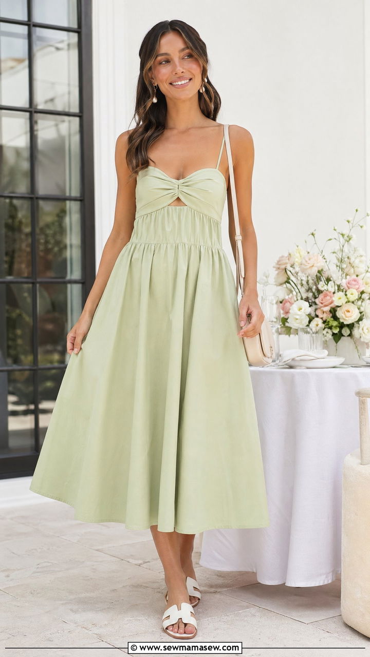Pastel Sundress With White Sandals And Pearl Earrings - 35 Summer outfits with sundresses