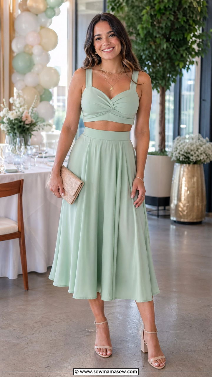 Pastel Two Piece Skirt Set Baby Shower Outfit - 35 spring baby shower outfit ideas