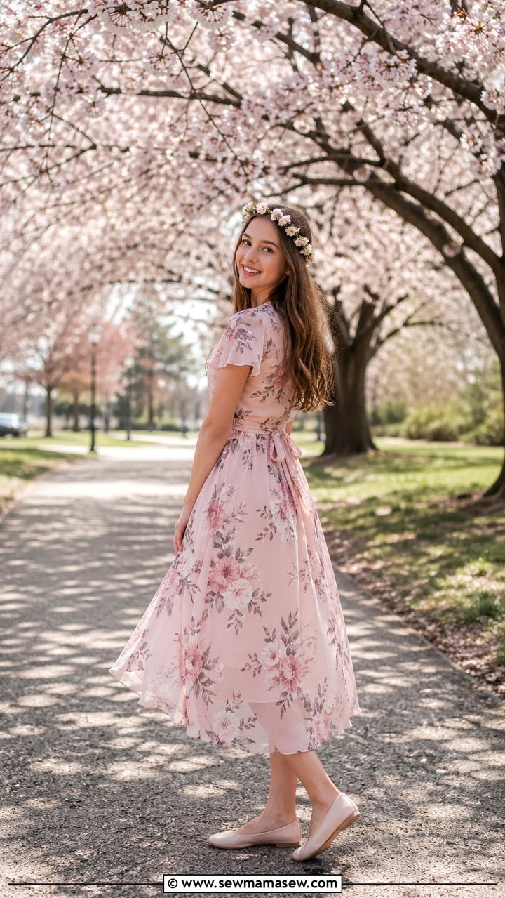 Pastel floral dress for spring senior photoshoot - 30 Senior photoshoot outfit ideas