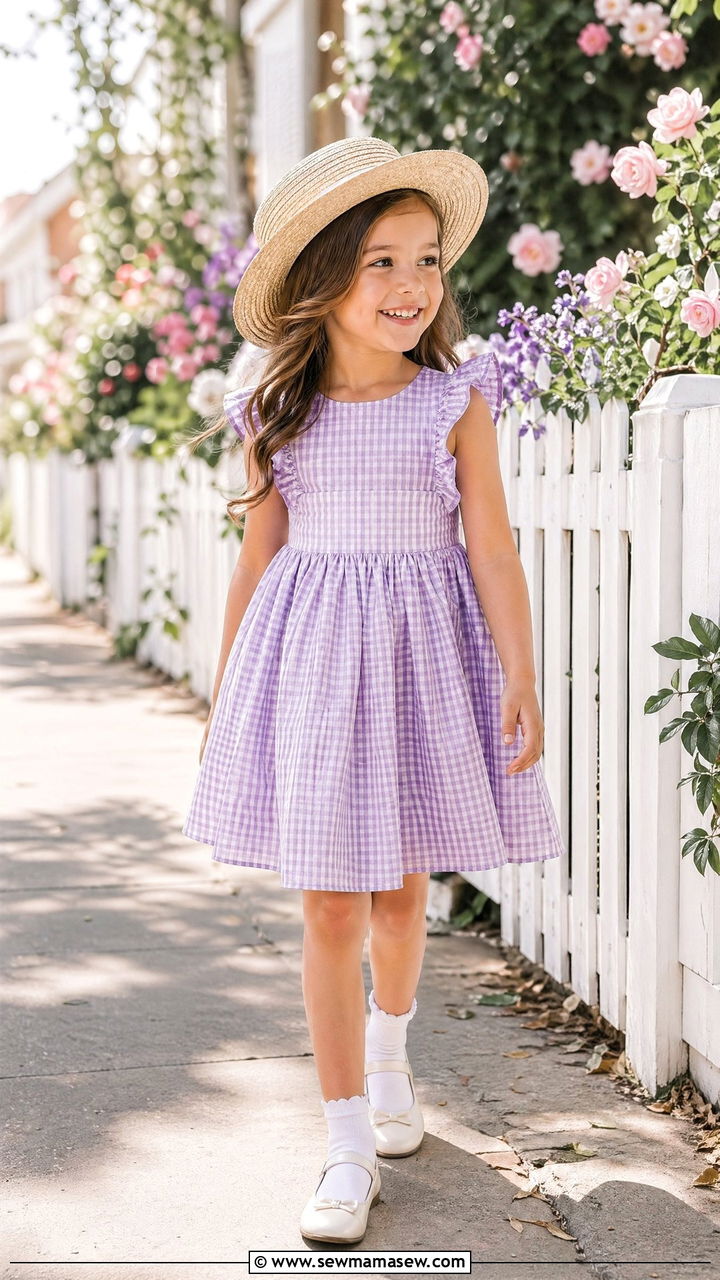 Pastel gingham dress for girls - 35 Spring outfits for little girls