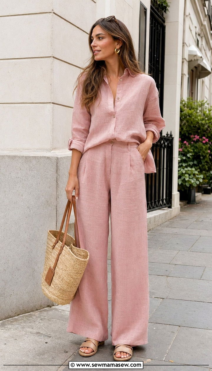 Pastel pink linen co ord set - 35 Pastel summer outfits