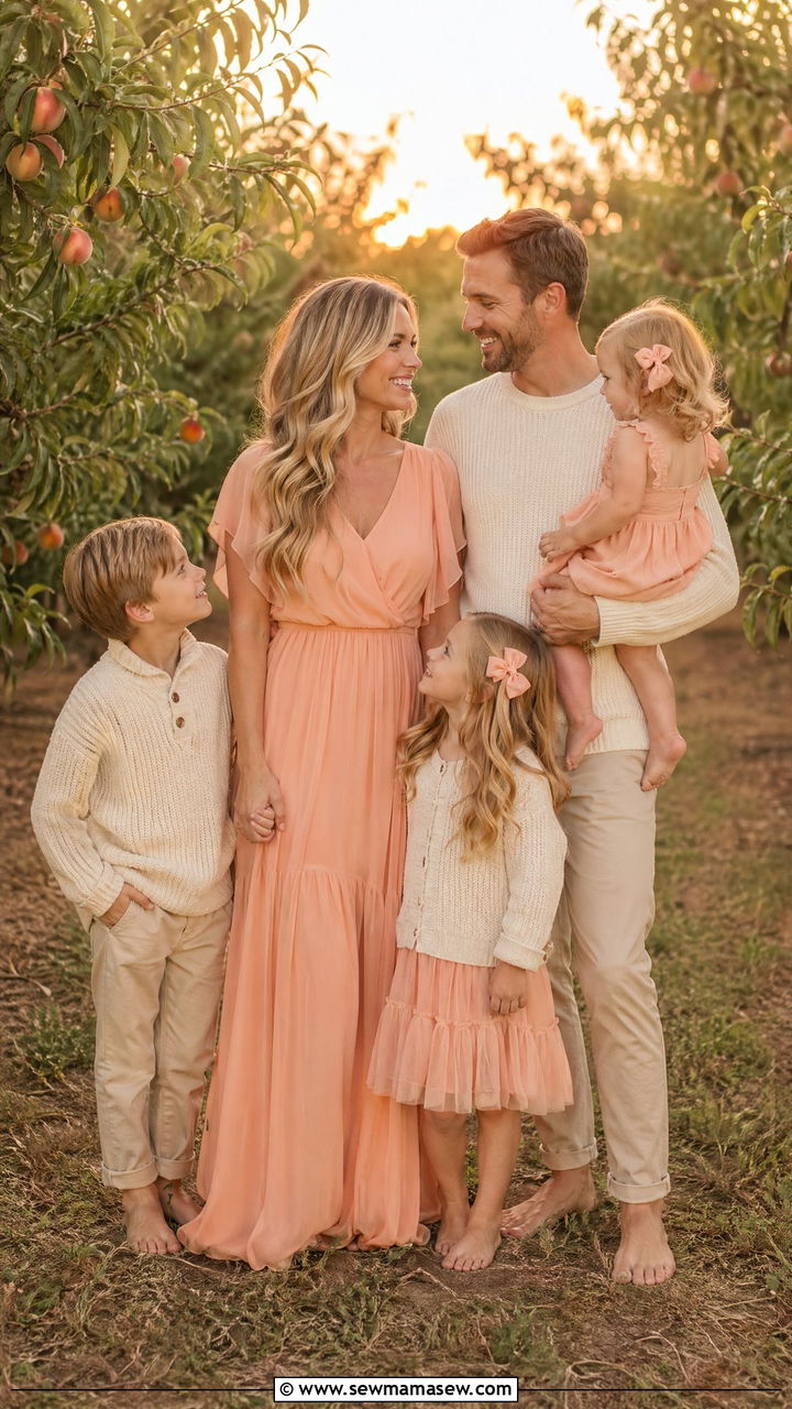 Peach and Cream Summer Family Photo Outfits - 35 summer family photo outfit ideas