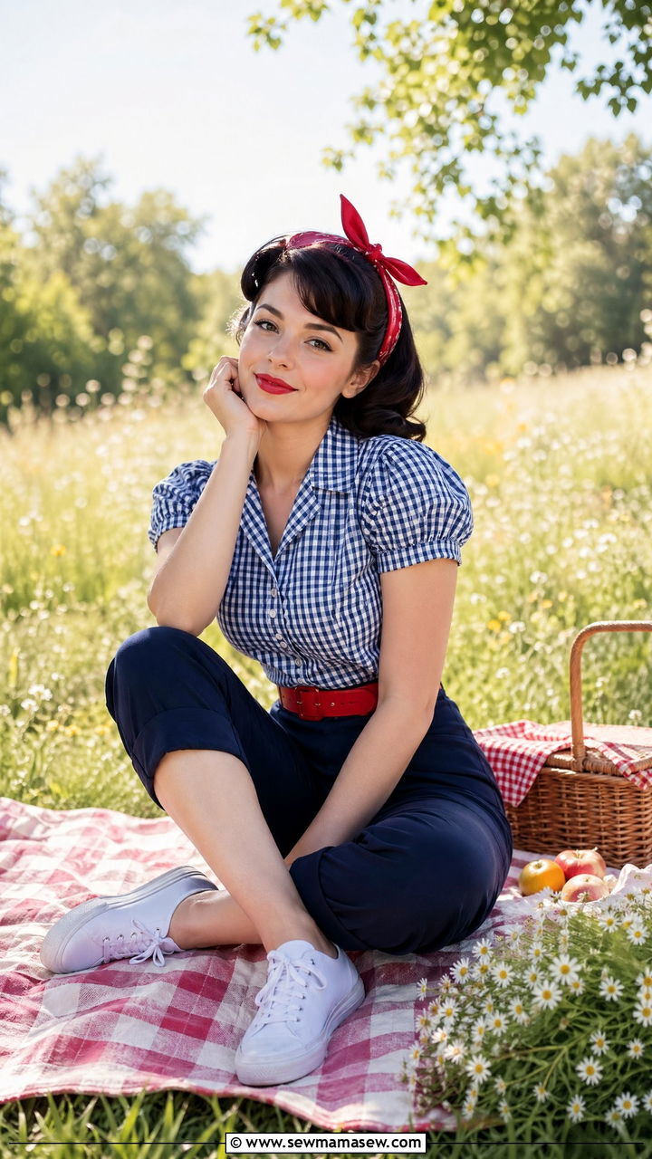 Pedal Pushers with Gingham Blouse - 35 Vintage 50s outfit ideas