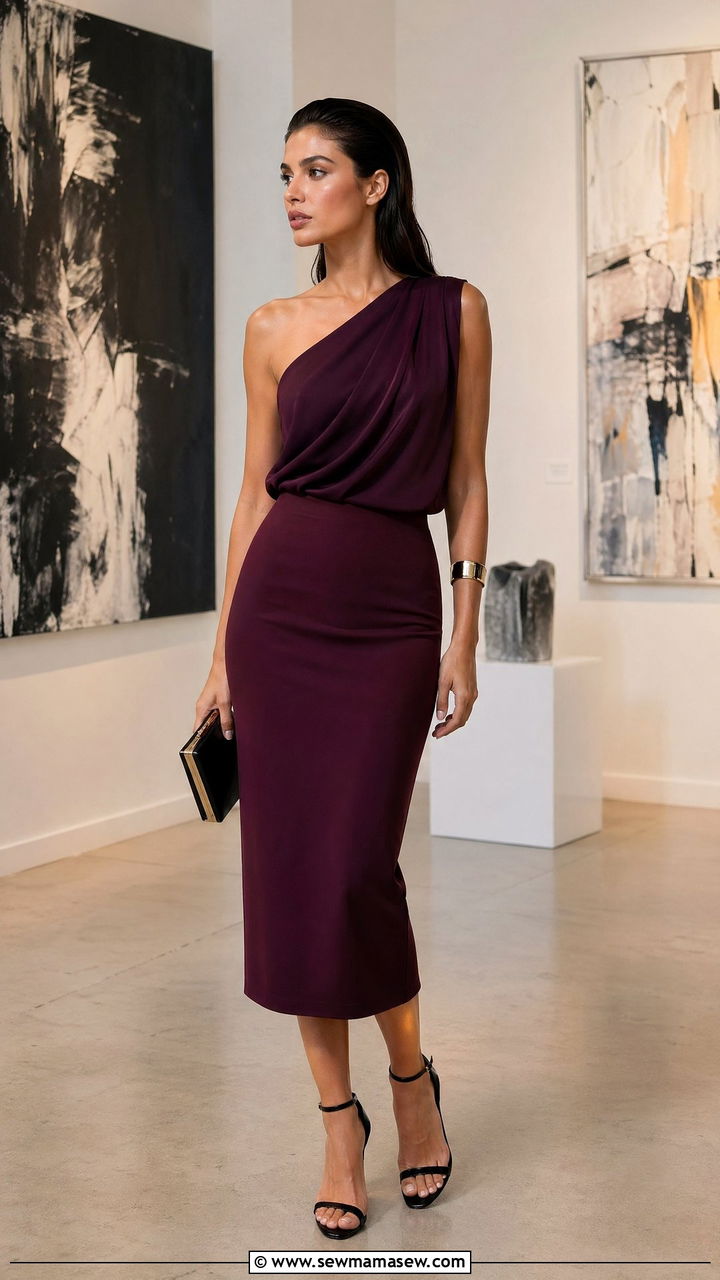 Pencil Skirt With One Shoulder Top Outfit - 35 cute pencil skirt outfits