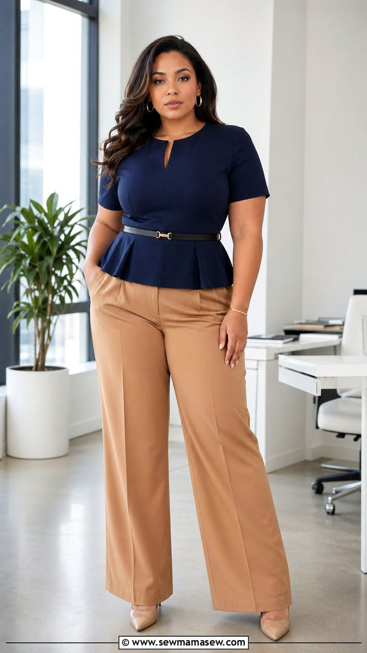 Peplum Top with Wide Leg Pants Outfit - 30 Best tops for plus size