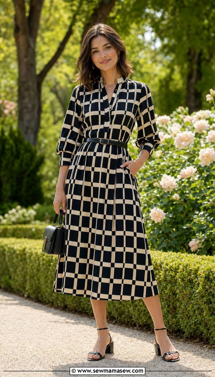 Petite Checked Print Dress Outfit 2026 - 35 Petite outfit ideas 2026